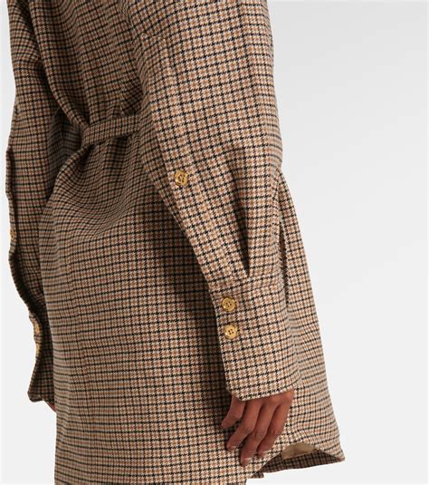Houndstooth flannel shirt dress in brown - Patou | Mytheresa