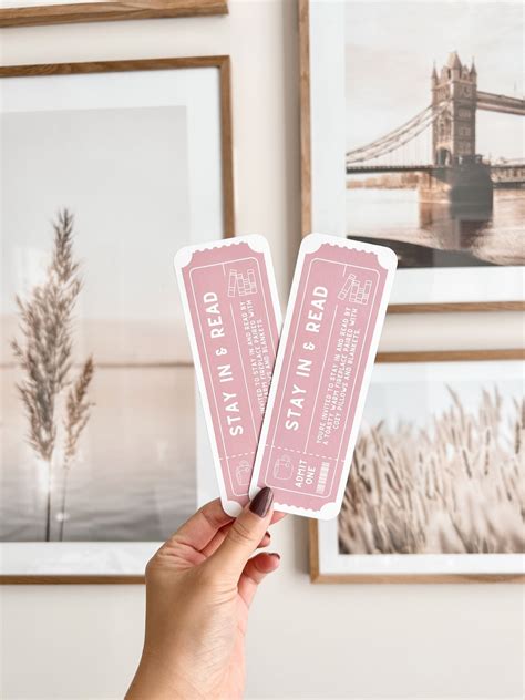 Stay in & Read Cute Blush Bookmark | Cute Ticket Bookmarks, Double ...