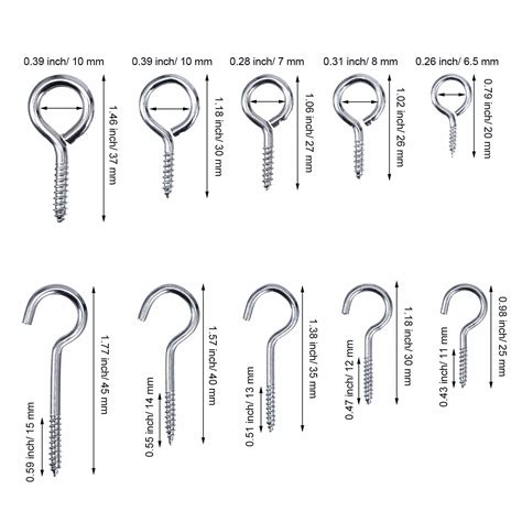 Silver Assortment Size Ceiling Hooks Cup Hooks and Eye Bolts 150 Pieces ...