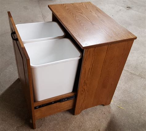 Amish Wooden Double tilt-out Trash Bin | Trash can cabinet, Kitchen ...