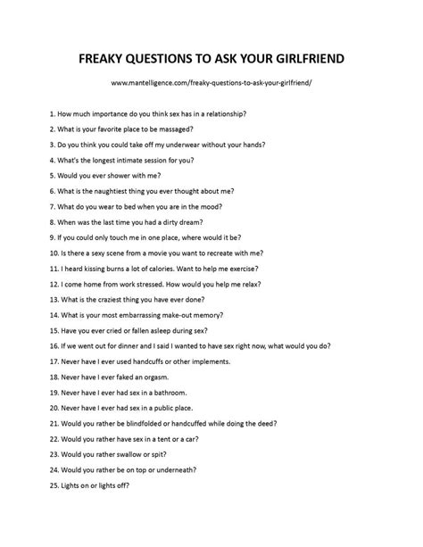 24 Freaky Questions To Ask Your Girlfriend - Make Your Conversation ...