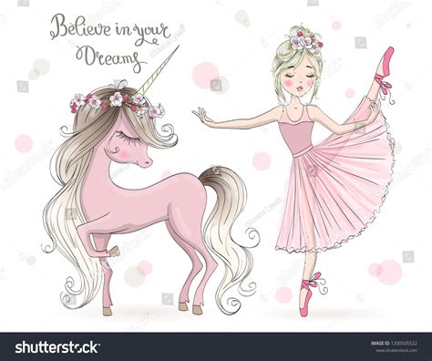 La mano dibujó bello unicornio lindo: vector de stock (libre de ...