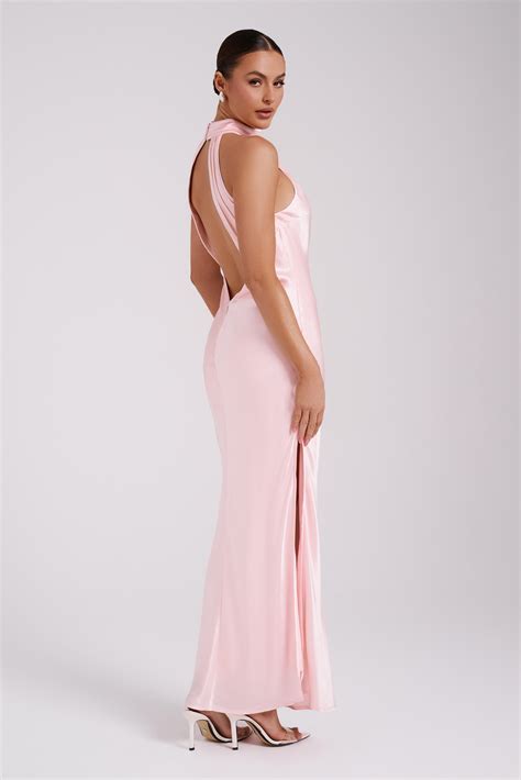 Claire Satin Drape Back Maxi Dress - Rosewater | Maxi dress, Pink ...