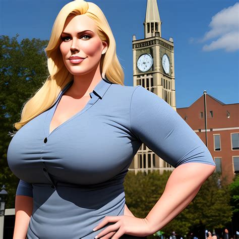 huge and very tall friendly blonde plus size girl with small head and ...