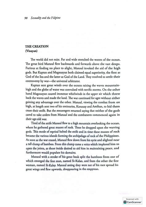 90 Sexuality and the Filipina: The Creation Myth (Visayan) - Studocu