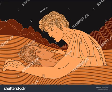 Narcissus Gazing Himself Water Greek Mythology Stock Vector (Royalty ...