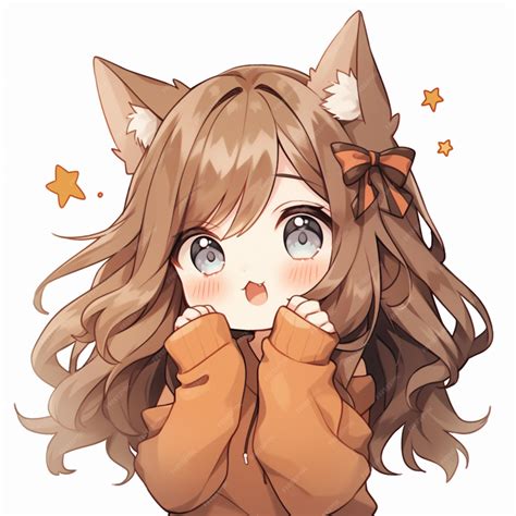 Premium Photo | Anime girl with long brown hair and a cat ears ...