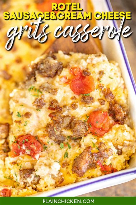 Rotel Sausage Cream Cheese Grits Casserole - Plain Chicken | Recipe ...
