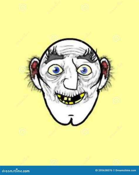 Hairy eared old man stock illustration. Illustration of ears - 205638076