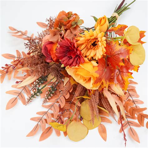 Ruidazon Artificial Fall Flowers Bouquets, 21.6â€? Autumn Fake Silk ...