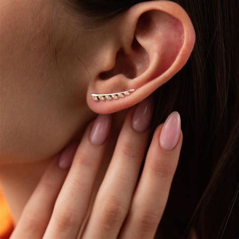 Серьги - клаймберы Листики в желтом золоте с05704. Купить Серьги ...