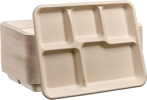 Comfy Package 125-Pack Rectangular Divided Disposable Heavy Duty Plates ...