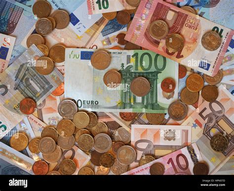 Euro (EUR) banknotes and coins, currency of European Union (EU Stock Photo - Alamy