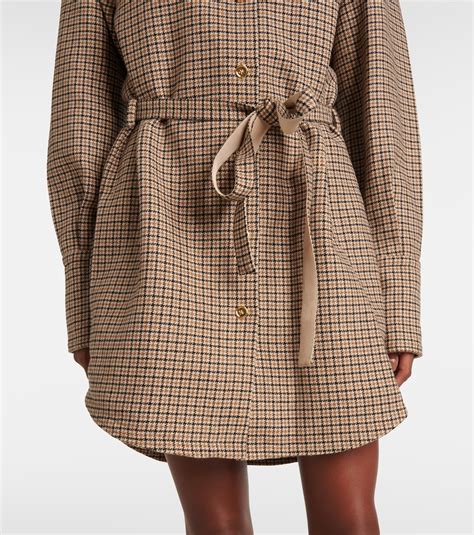 Houndstooth flannel shirt dress in brown - Patou | Mytheresa