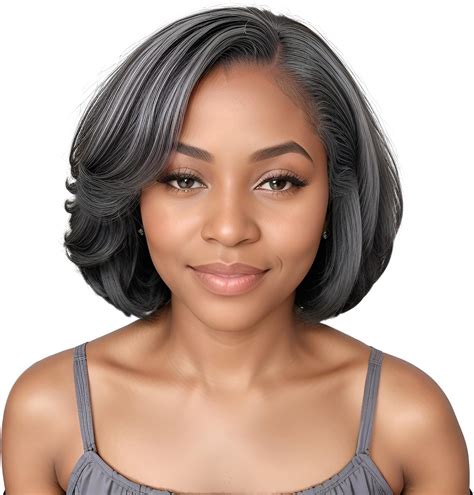 Amazon.com : HANASCC Salt and Pepper Wigs for Women 10" Glueless Grey ...