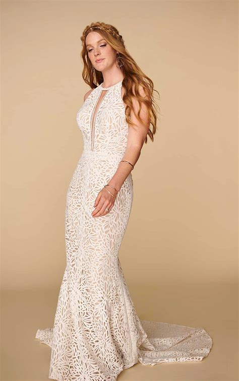 Vintage Boho Wedding Dress with High Halter Neckline | True Society