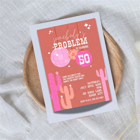 Somebody's Problem Birthday Invitation Big Birthday Western Country ...