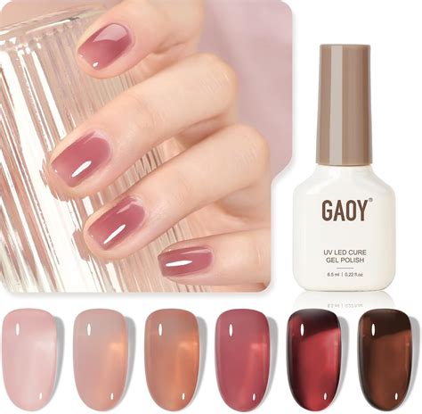 Amazon.com : GAOY Solid Gel Polish Palette, 6 Jelly Gel Nail Polish of Pink White Nude Gel ...
