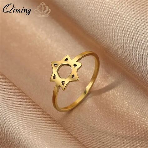 QIMING-Pentacle-Star-Of-David-Rings-Stainless-Steel-Jewish-Symbol ...