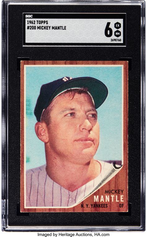 1962 Topps Mickey Mantle #200 SGC EX/NM 6.... Baseball Cards | Lot ...