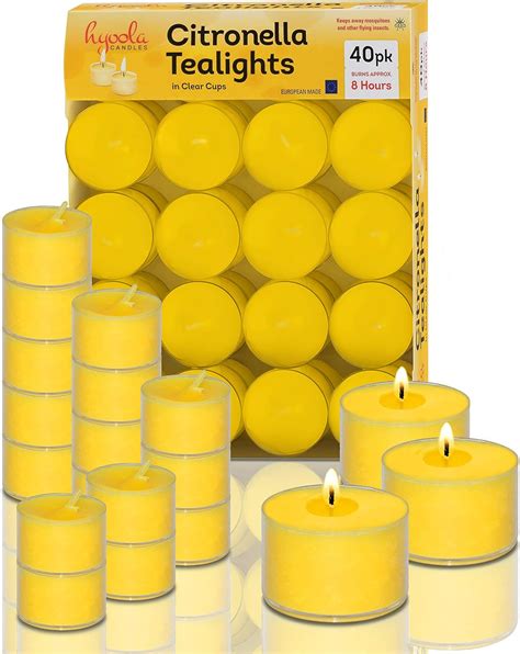 Hyoola Tealight Citronella Candles Outdoor - 8 Hour Burn Time - Indoor ...
