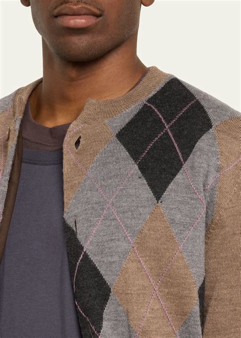 Magliano Men's Argyle Wool Cardigan - Bergdorf Goodman