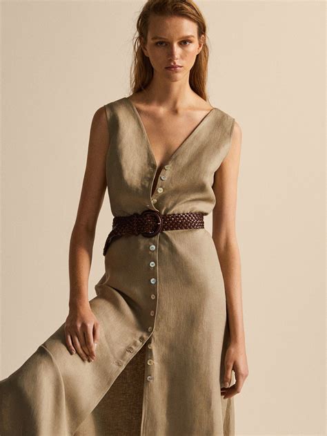 BUTTONED 100% LINEN DRESS - Women - Massimo Dutti | Платья, Одежда ...