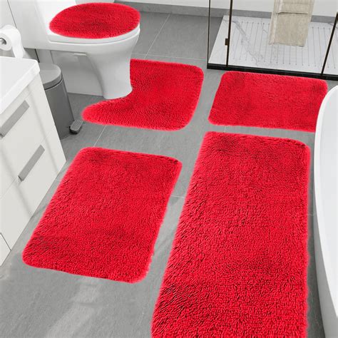 Bath Rugs for Bathroom Floor 5 Piece set(Red) - Walmart.com