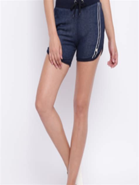 Buy Madame Women Navy Blue Solid Regular Fit Shorts - Shorts for Women ...