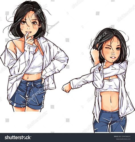 Anime Bikini Sexy Girl Drawing Vector Stock Vector (Royalty Free ...