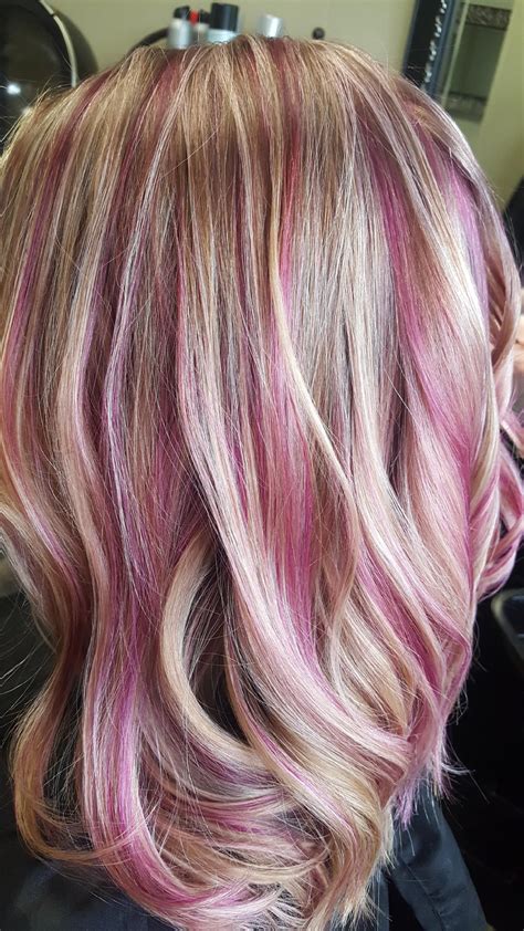 Pink Highlights In Blonde Hair