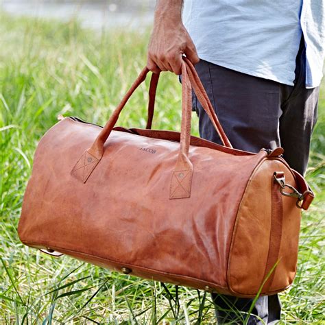 Personalised Leather Duffle Style Gym Bag Leather Bag Overnight Bag for ...