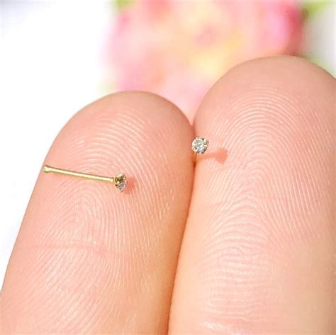 TINY Gold Nose Ring Stud Nose Piercing L Shaped Nose Ring Stud Nose Pin ...
