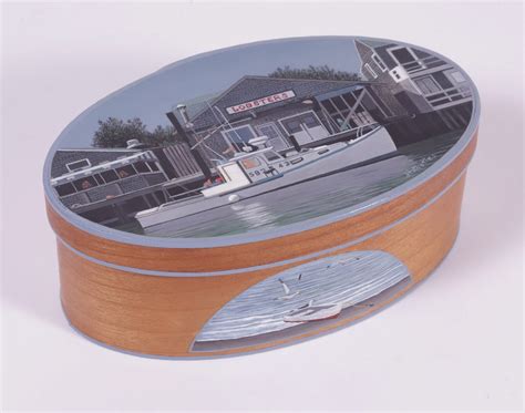 Harriet Mottes Very Finely Painted Nantucket Scene on a Cherry Shaker ...