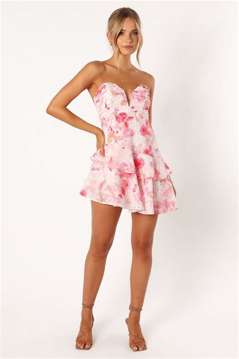 Sanal Tiered Mini Dress - Pink Floral - 10 | Mini dress, Cute ...