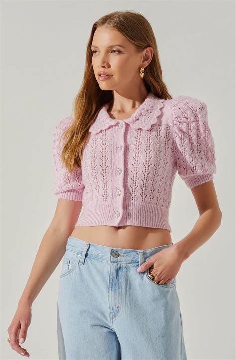 Dallyn Pointelle Collared Short Sleeve Sweater | Short sleeved sweaters ...