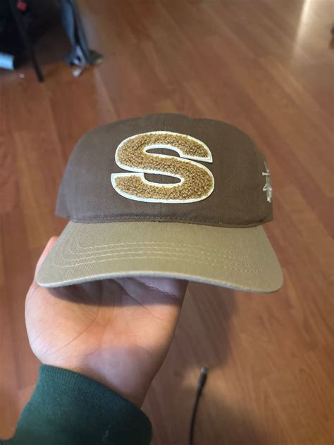 Stussy × Travis Scott Stussy Chenille S Low Pro Cap Brown | Grailed