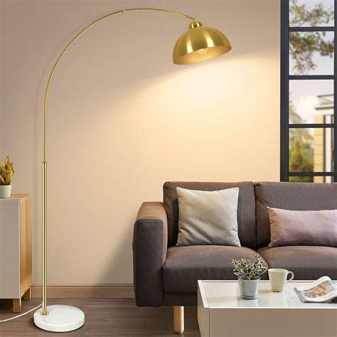 Archiology Arc Floor Lamp, 79" Height Gold Brass Floor Lamp Curved, and ...
