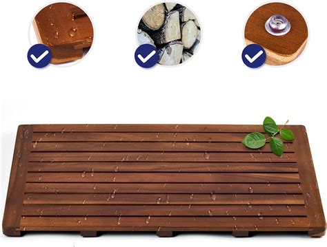 Amazon.com: Teak Shower Mat, 32 x 18 inch Wood Bath Mat for Inside ...