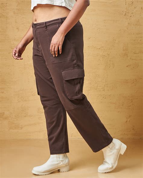 Buy Women's Brown Plus Size Cargo Pants Online at Bewakoof
