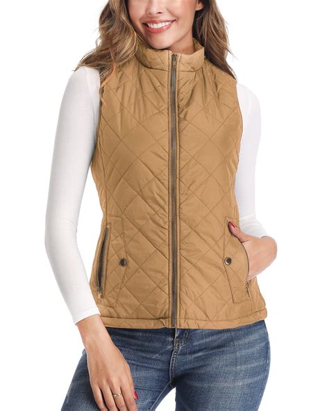Women's Vests Zip up Quilted Padded Lightweight Vest for Women ...