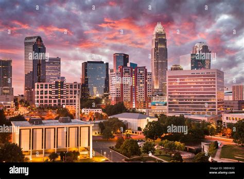 Charlotte North Carolina city skyline view USA Stock Photo - Alamy