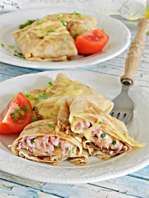Блины с ветчиной и сыром, рецепт с пошаговым фото | Волшебная Eда.ру