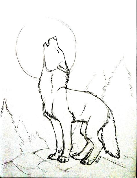 Simple Wolf Howling Drawing at GetDrawings | Free download