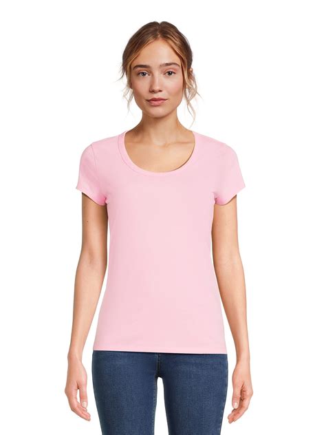 No Boundaries Scoop Neck Tee with Short Sleeves, 1 or 3-Pack, Women’s ...