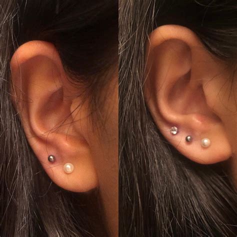 Got my second lobe piercings on both ears, and my third on one today ...