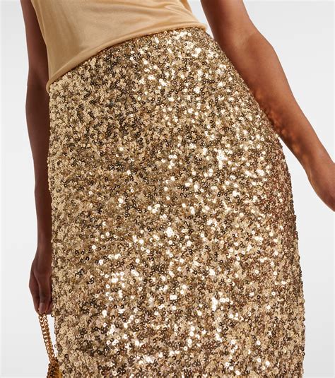 Sequined midi skirt in gold - Rotate | Mytheresa