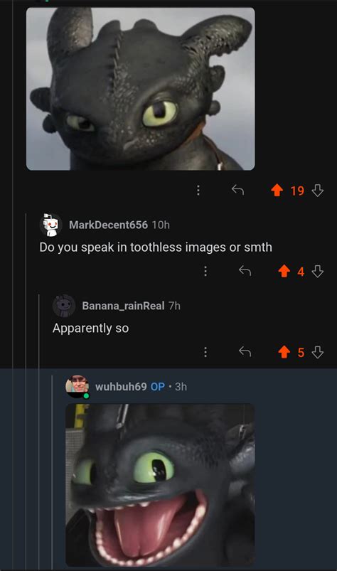 i have decided to only speak in toothless images : r/doodoofard