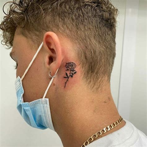 Behind The Ear Cross Tattoos For Men