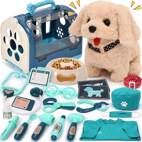 Amazon.com: G.C 22Pcs Dog Toys for Kids Doctor Kit, Walking Barking ...